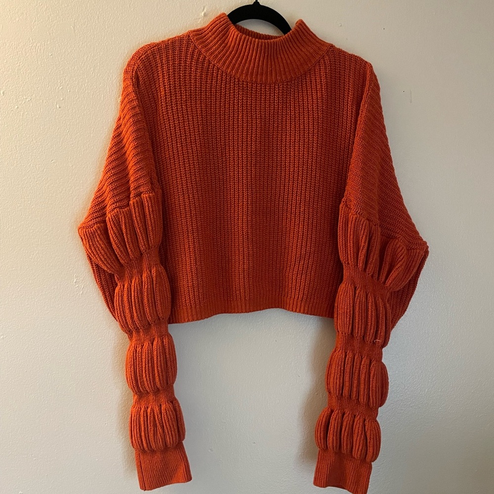 Hyfve Orange Bubble Sleeve Sweater